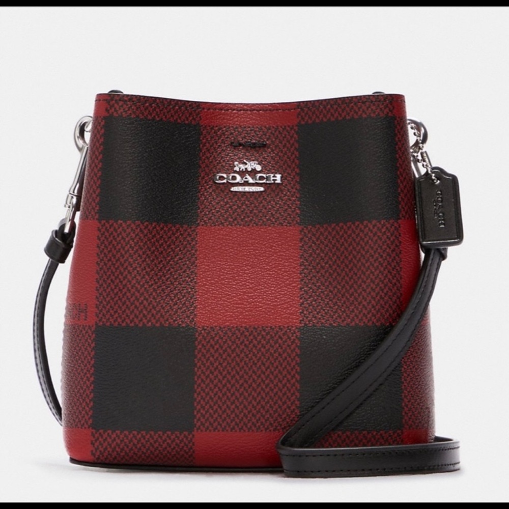 coach buffalo plaid mini town bucket - Picture 2 of 6